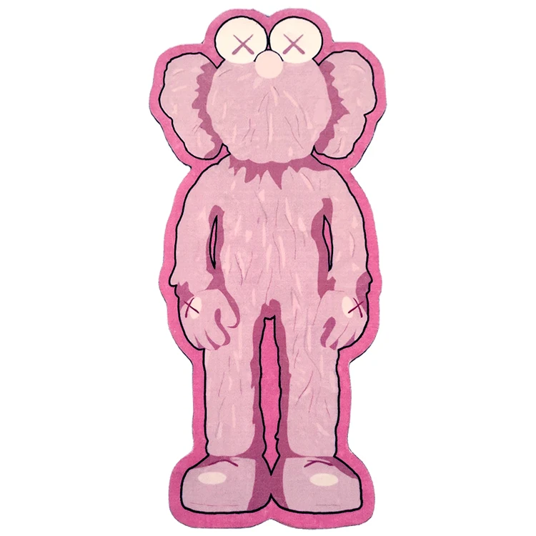 Розовый дизайнерский коврик kaws, розовый коврик-компаньон, трендовый ковер kaws, ковер с принтом под заказ, напольный ковер для гостиной