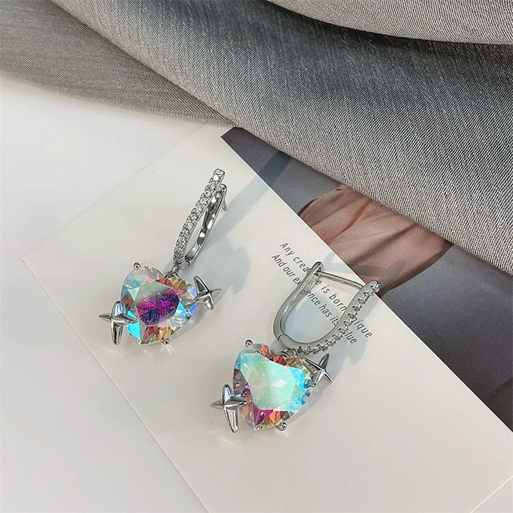 Любовь Кристальное ожерелье День Святого Валентина серьги в форме сердца, для девочек, для женщин, ювелирные изделия, Кулон, Ожерелье