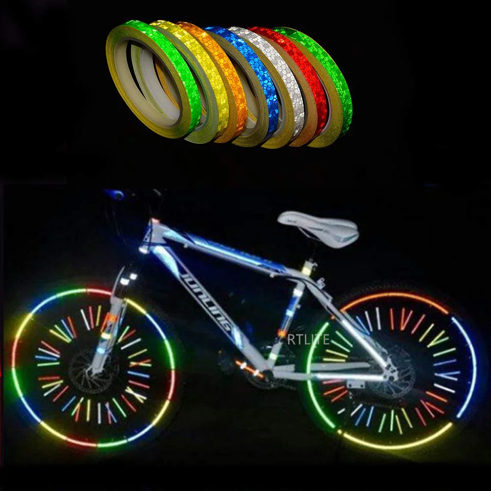 Reflective Bicycle Stickers Adhesive Tape for Bike Safety White Red Yellow Blue Bike Stickers Bicycle Accessories
