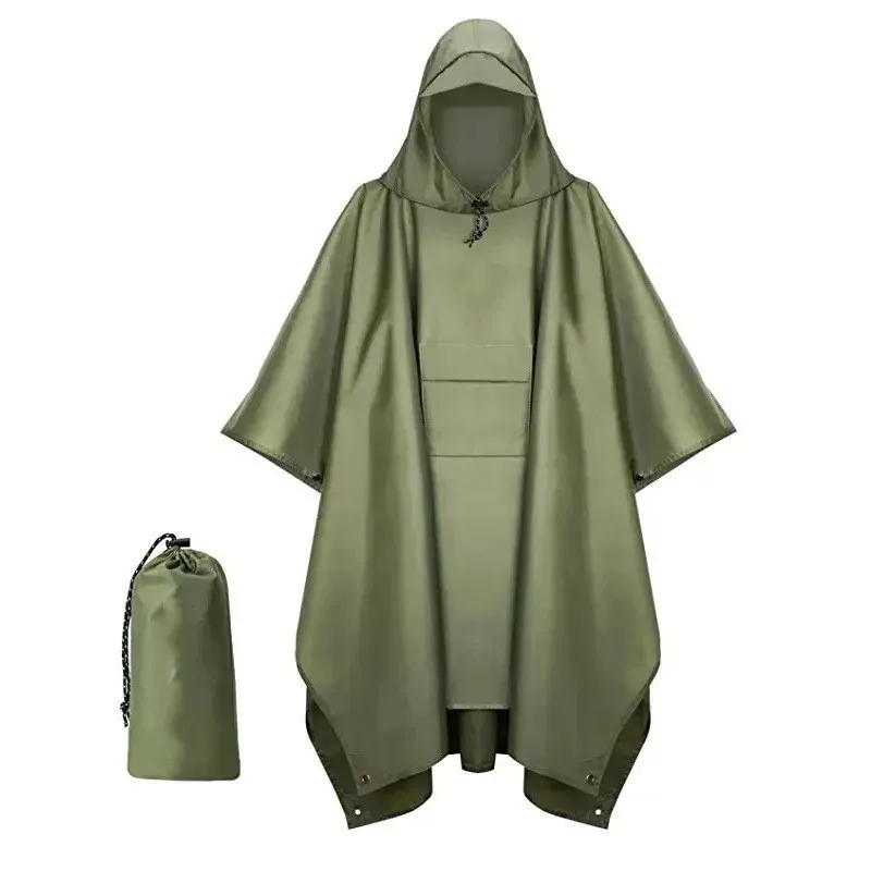 210T Waterproof Polyester Raincoat Outdoor Camping Hiking Rain Poncho Adults PU Rain Poncho