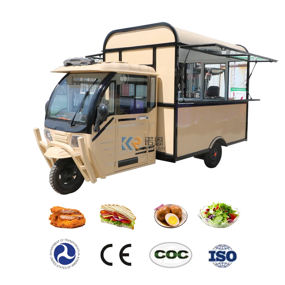 Three Wheel Electric Tuk Tuk Closed Body Type  Adults Mobile Food Truck for Ice Cream Cart CE Certified