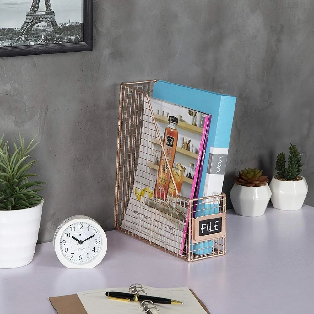 Mesh Wire Office Desk Organizer, Metal Document File Holder/Megazine Rack/Mail Holder