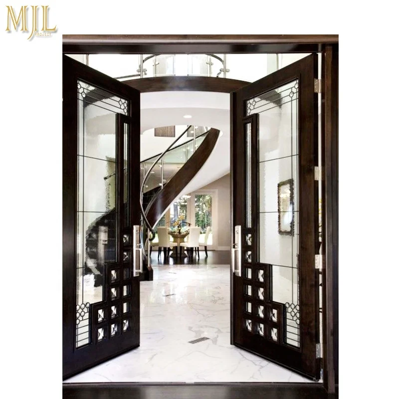 MJL Simple design aluminum french doors exterior double glass patio entry casement doors