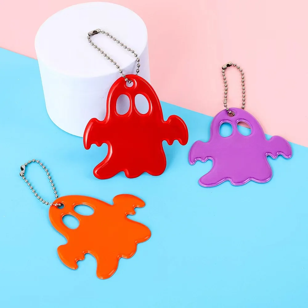 new design reflective key chain  pvc security hanger bag pendant reflective halloween ghost key chain