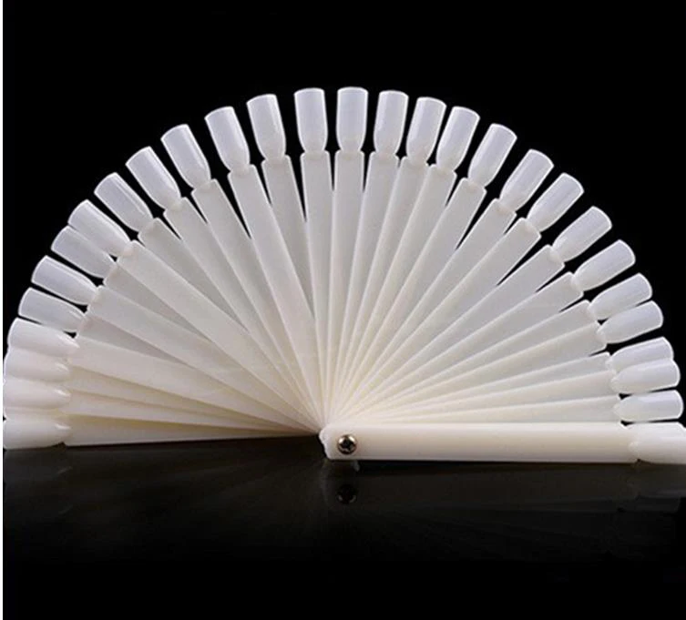 CoulorButtons Transparent Fan-shaped Black White False Nail Art Tips Display Polish Board Practice Sticks