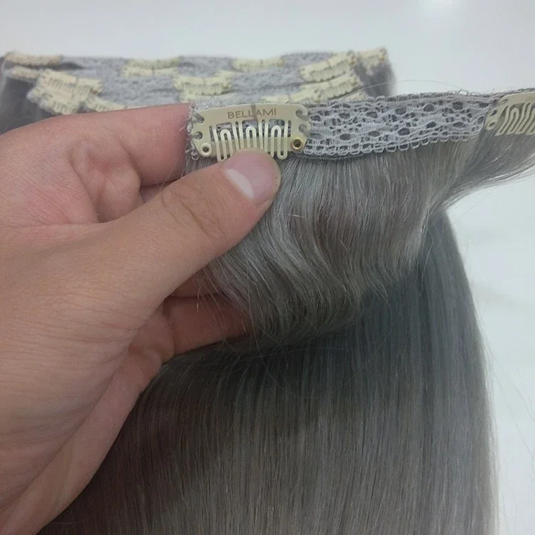 High Quality Natural Remy Hair Double Drawn Lace Clip In Hair Extension 100 Human Hair For White Woman