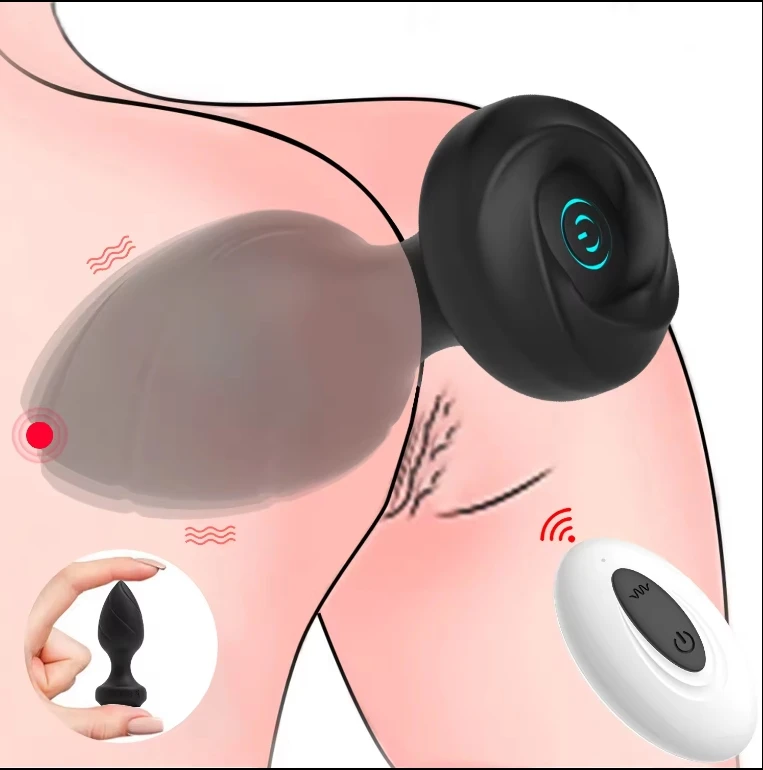Hot sale Waterproof Soft Silicone 10 Vibrations Remote Control Rose Toy Butt plug Anal Toys For Women