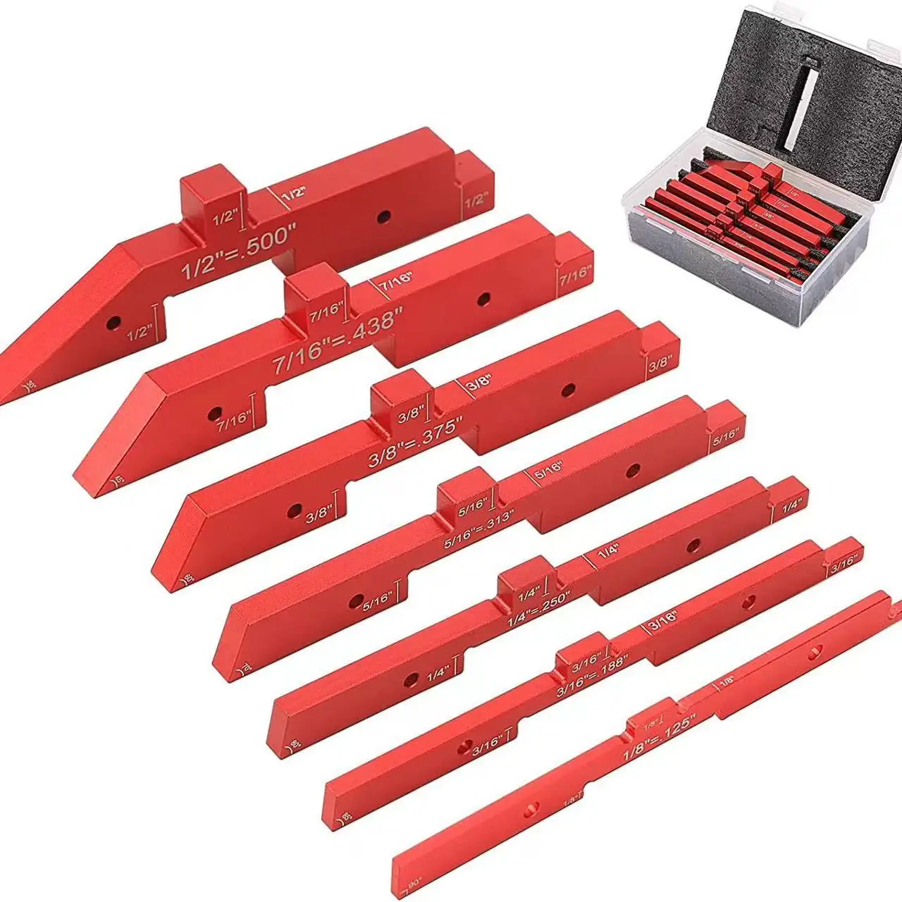 L-HT20 15pcs/7pcs inch Setup Blocks Height Gauge Set Precision Aluminum Setup Bars Router and Table Saws Woodworking Set Up