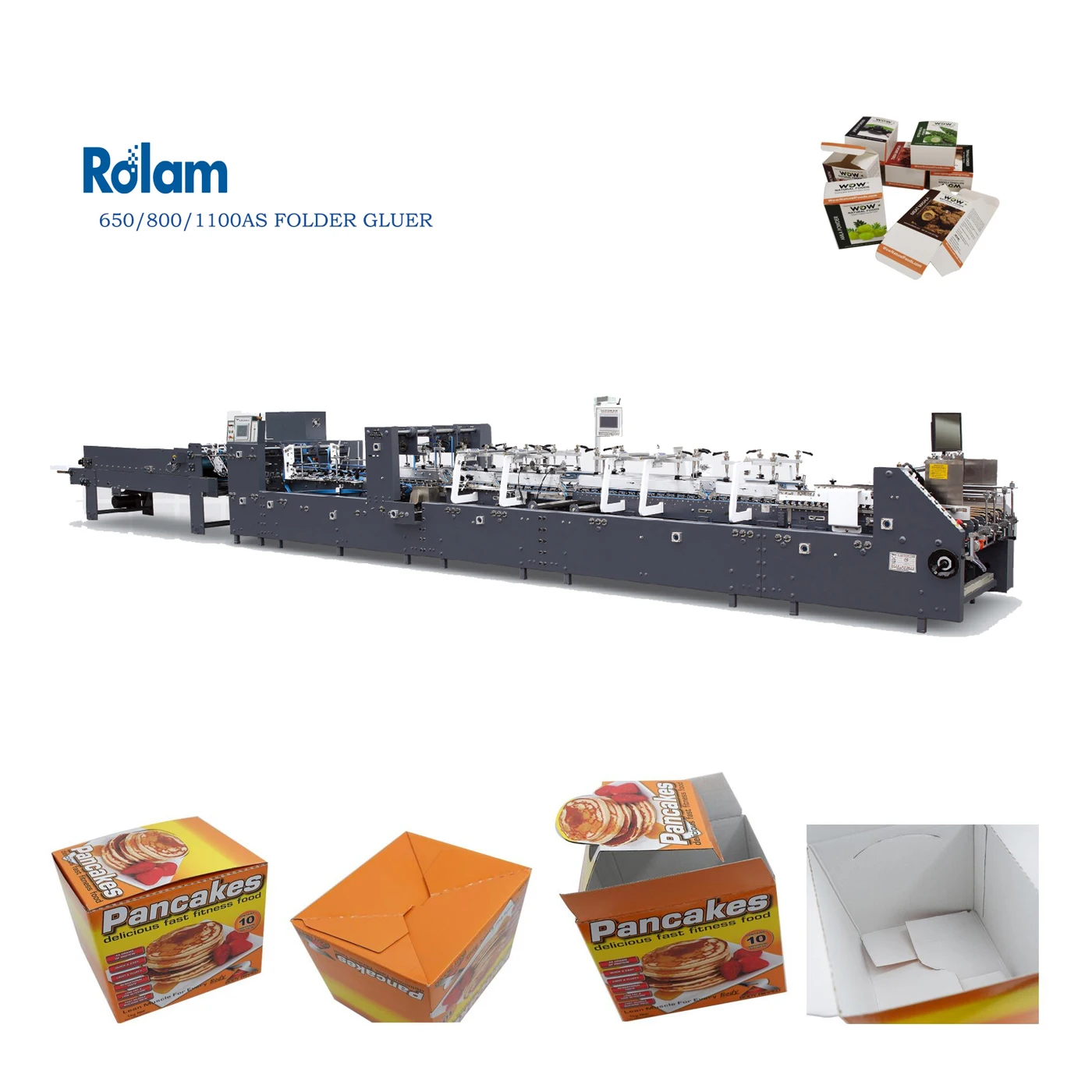 Rolam AS Forming Folding Carton Boxes Crash Lock Bottom Folder Gluer Automatic Prefolding Gluing Machine