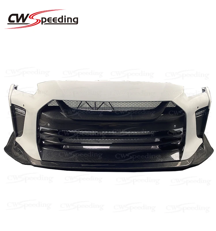 TS STYLE  HALF CARBON FIBER FRONT BUMPER FOR NISSAN GTR R35 BODY KIT