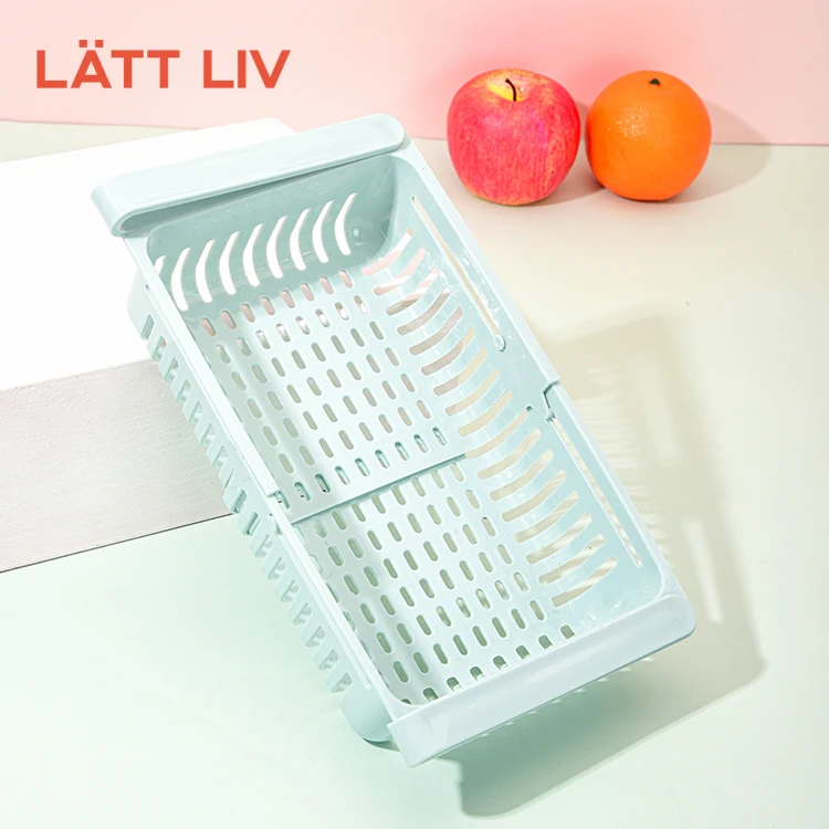 LATTLIV Pull Out Fridge Drawer Organizer Bin Kitchen Food Storage Box Adjustable Plastic Storage Basket for Refrigerator