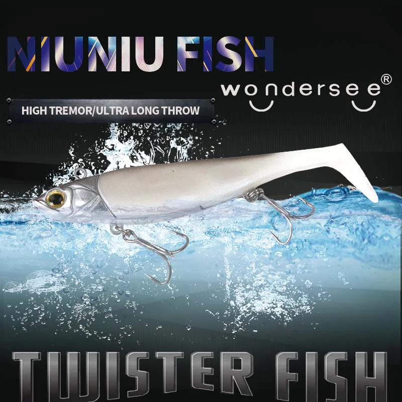 Wholesale Jig Head Soft Lure Long Casting Jig Head Paddle Tail Soft Plastic lure Black Minnow Fishing Lure