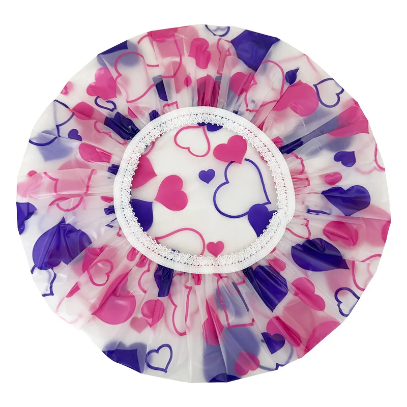 Wholesale double waterproof shower cap woman bath cap custom
