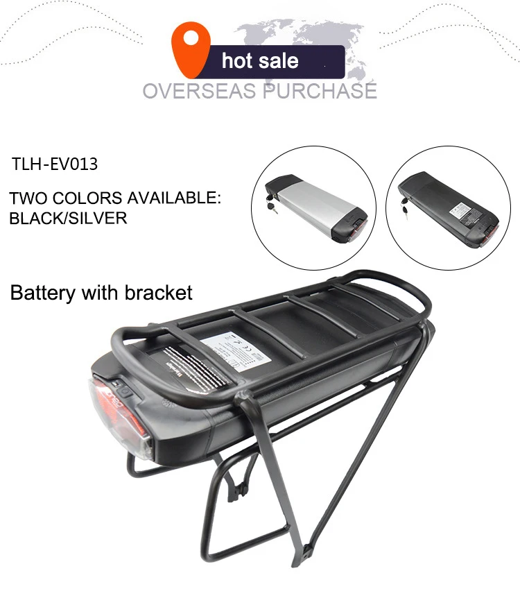 CE approved hot in Europe rear rack style e bike lithium battery 36v 10AH 11.6AH