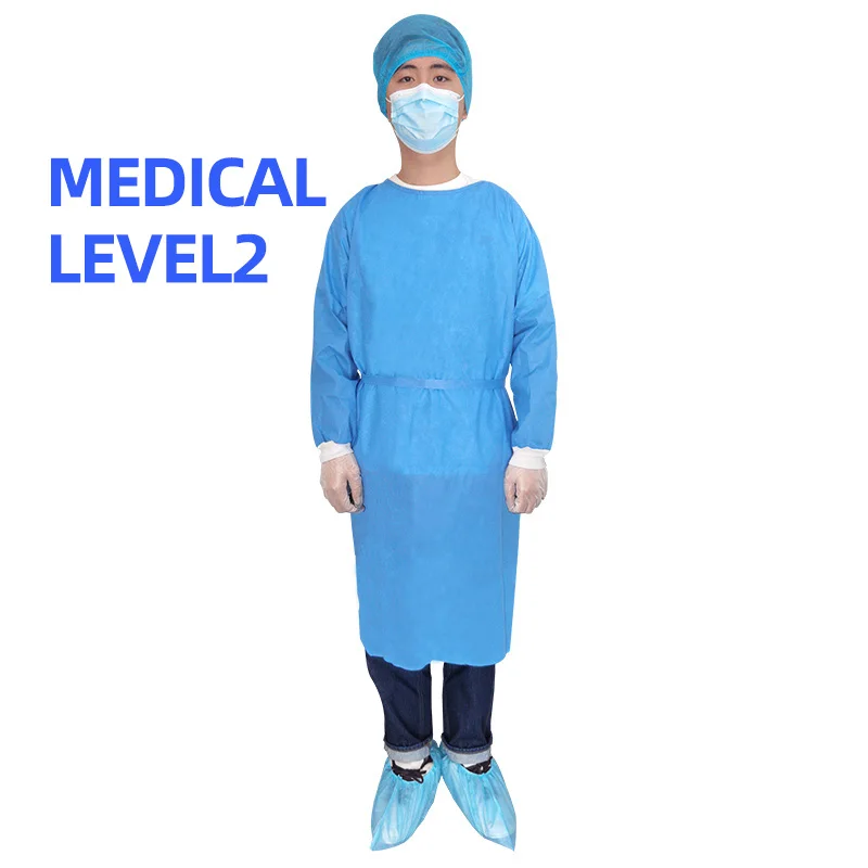 
Medical SMS isolation gown AAMI level 2 Non-sterile SMMS 35G ultrasonic disposable Surgical Gown EN 13795 