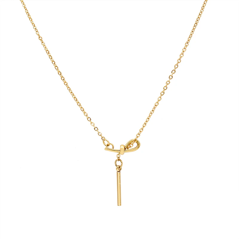 Cold Wind Advanced Sense Tassel Bow Necklace Light Luxury Niche Chock Clavicular Choker Titanium Steel