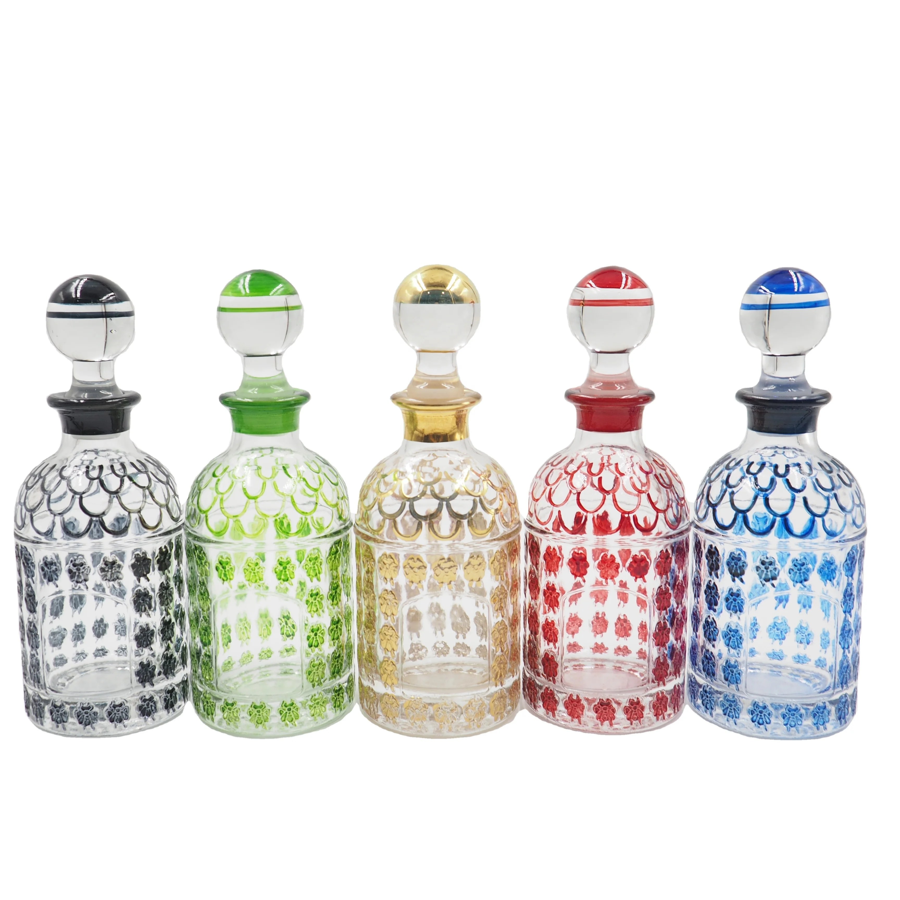 Polished 150ML Hand Painting Display Bee Customized Logo attar bottle Glass Bottle Decanter