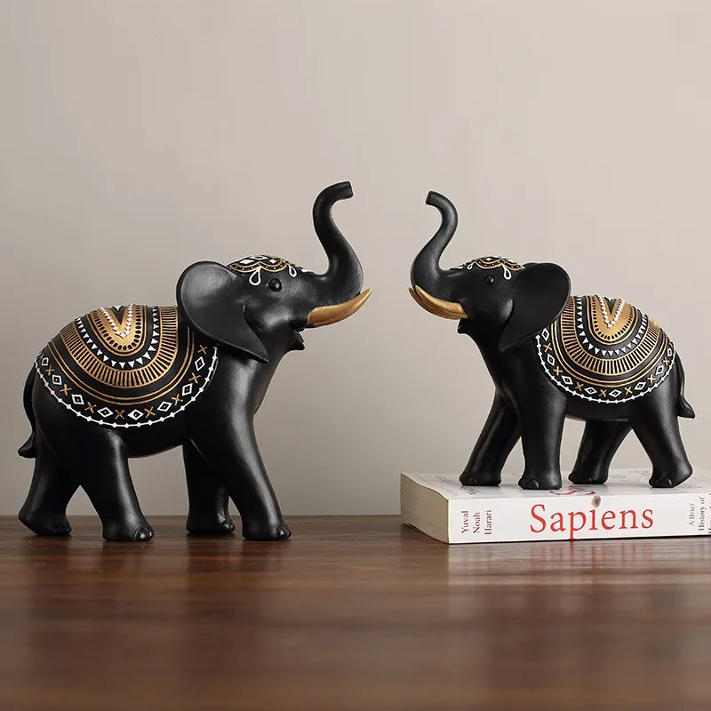 Nordic Elephant Home Study Living Room Wine Cabinet Room Desktop Decoration Auspicious Elephant Resin Handicraft Ornaments