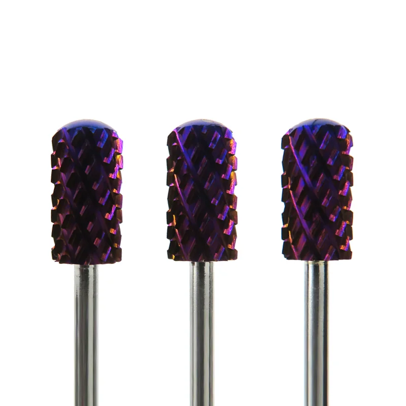 Best Quality Safety 6.6mm Large Barrel Rounded Top Purple 4XC Nail Drill Bits Set For Manicure