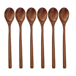 Long Handle spoon wooden Wood Soup Spoons for Eating Mixing Stirring