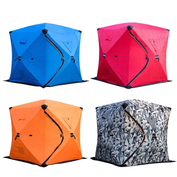 Outdoor Camping Square Stove Jack Cube Insulated Sauna Winter Ice Fishing Tent