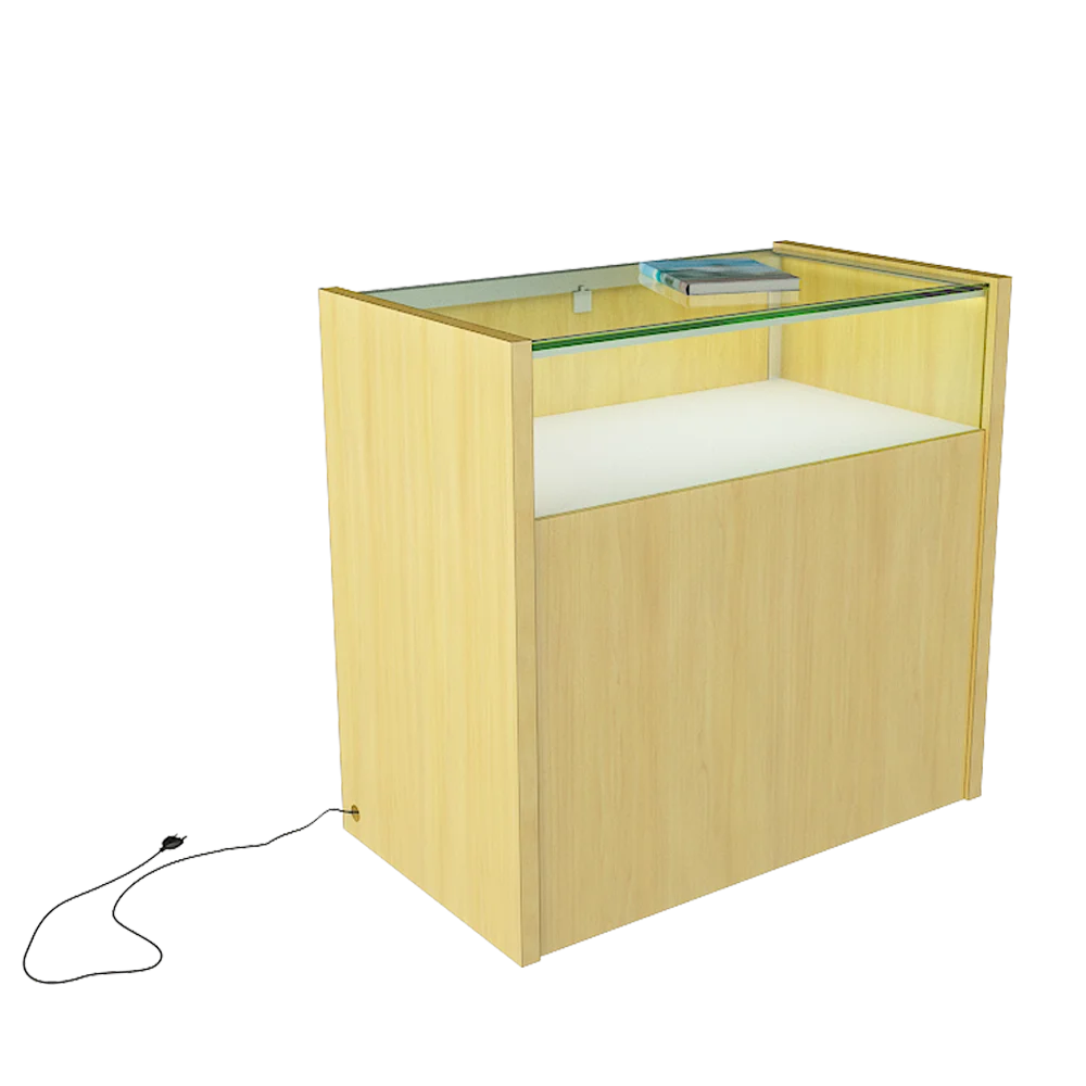 Black Wooden Glass Counter Showcase Display Cabinet for trade show fair exhibition booth