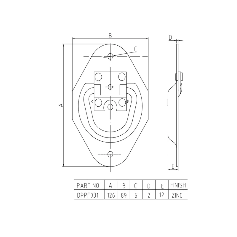 Trailer Truck Bolt on Zinc Plated Lashing Ring Tie Down Ring