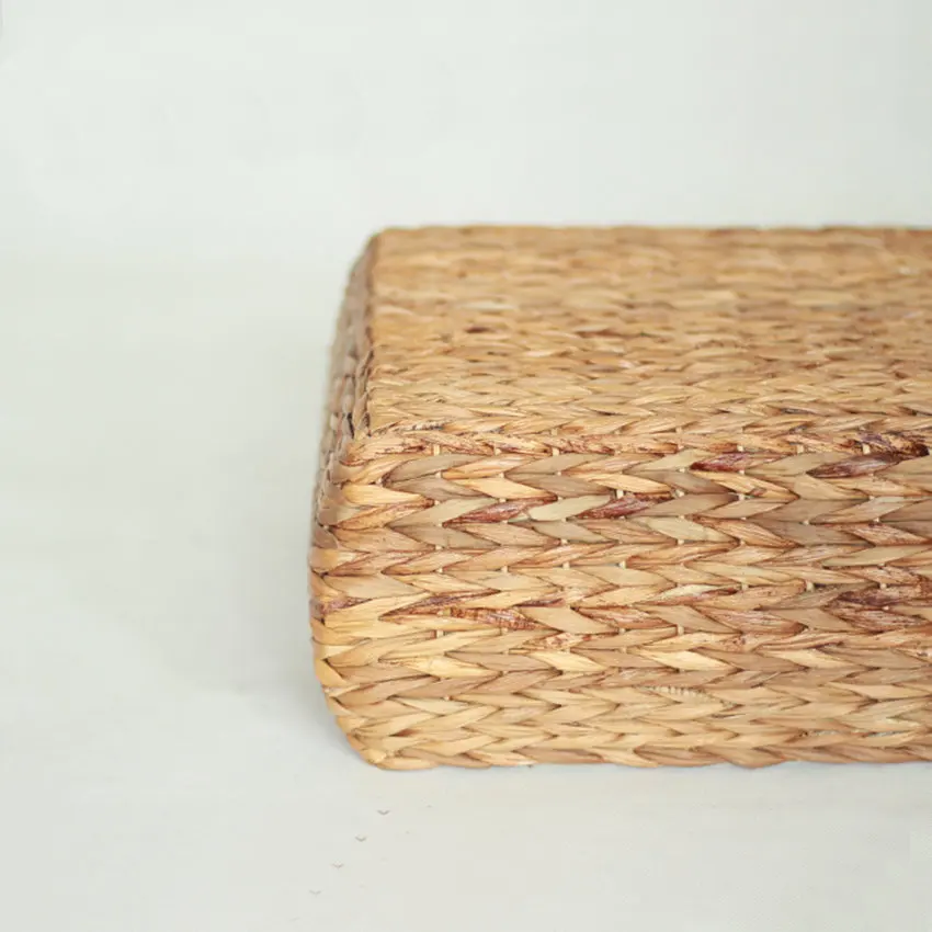 Lovely water hyacinth square kid stool pouf natural materials woven ottomans baby stools