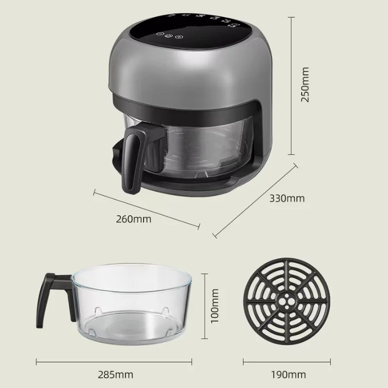 Home Appliances White Smart Touch Screen Toaster Visual 1200W 4.5L Air Fryer with Visualization