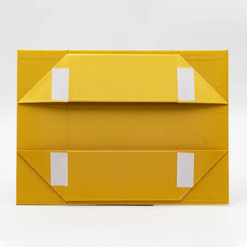 Golden art paper folding flip top cardboard gift box packaging idea with magnetic lid