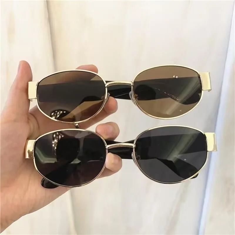 Retro gold Oval small frame Comfort sun glasses UV protection Luxury women sunglasses Outdoor blue light protection glasses