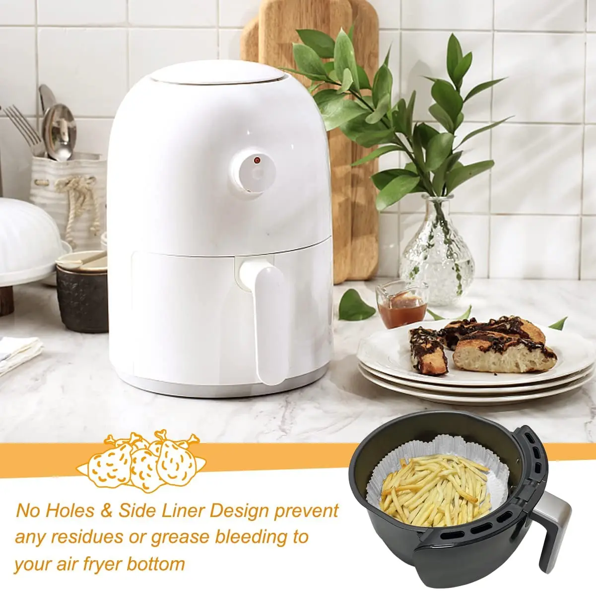 Xieli Air Fryer Parchment Paper Liners Customize Non-stick Temperature Resistant Greaseproof Disposable Silicone Baking Paper