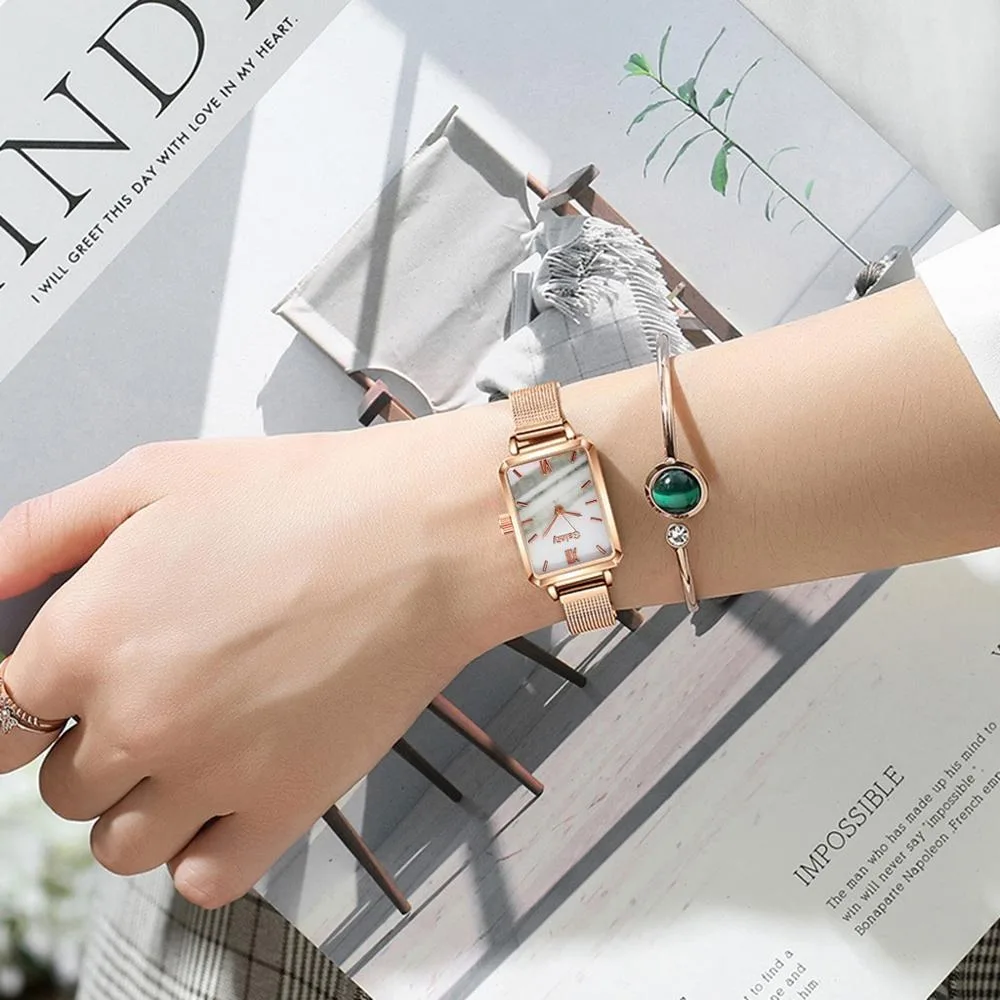 Luxury Rose Gold Women Stainless Steel Watch Fashion Ladies Quartz Alloy Wrist Watch Elegant Female Clocks Reloj Mujer