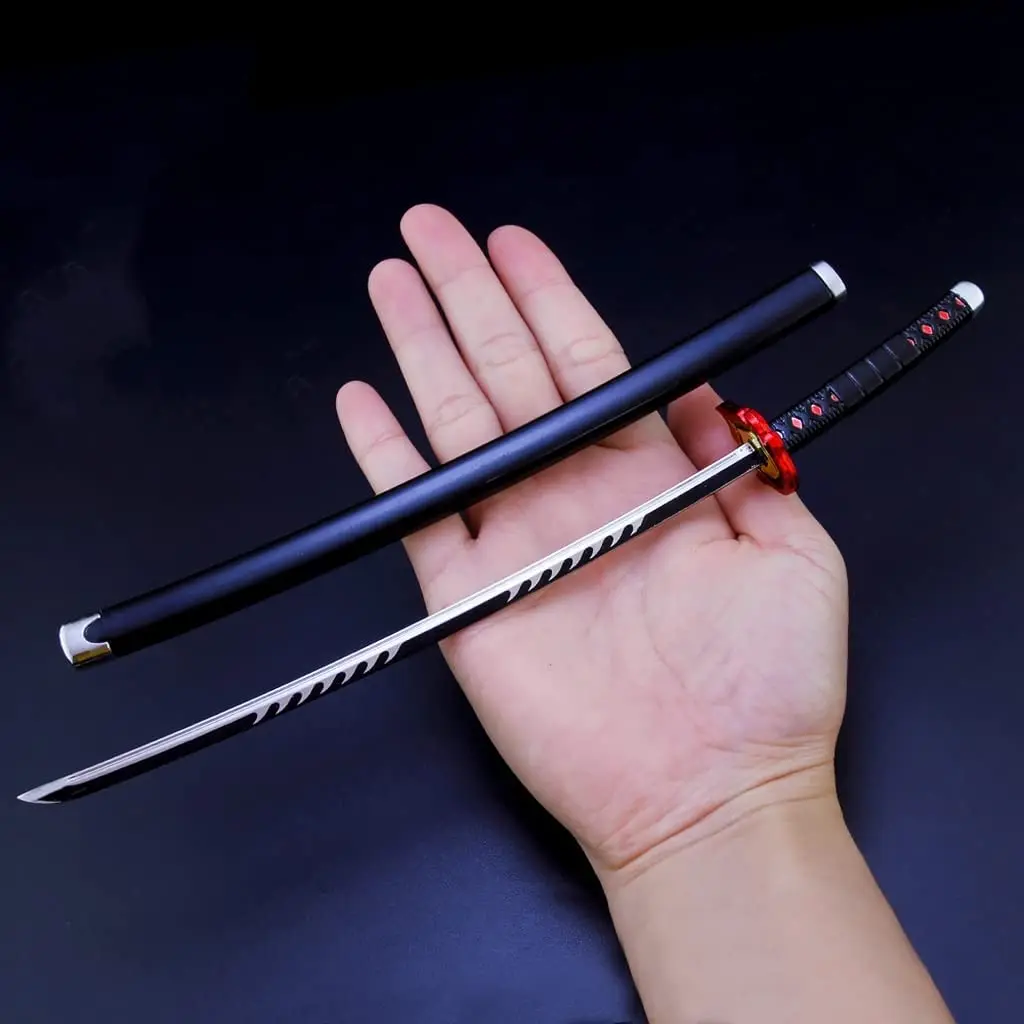 Demon Slayer Metal Katana Model Kimetsu no Yaiba Anime Toys 10 Inches Samurai Sword Anime Fans Collection Gifts Room Decoration