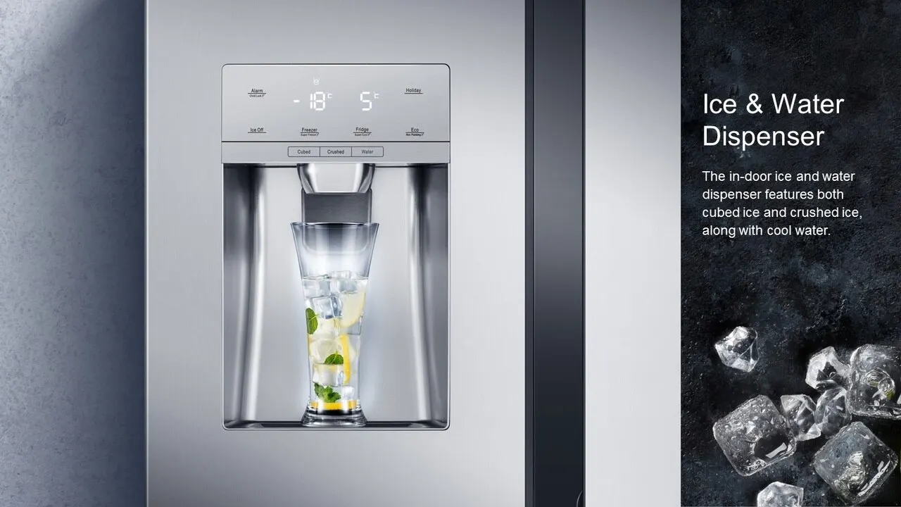 220V 60HZ Inverter Side By Side Refrigerator With Water Ice Dispenser