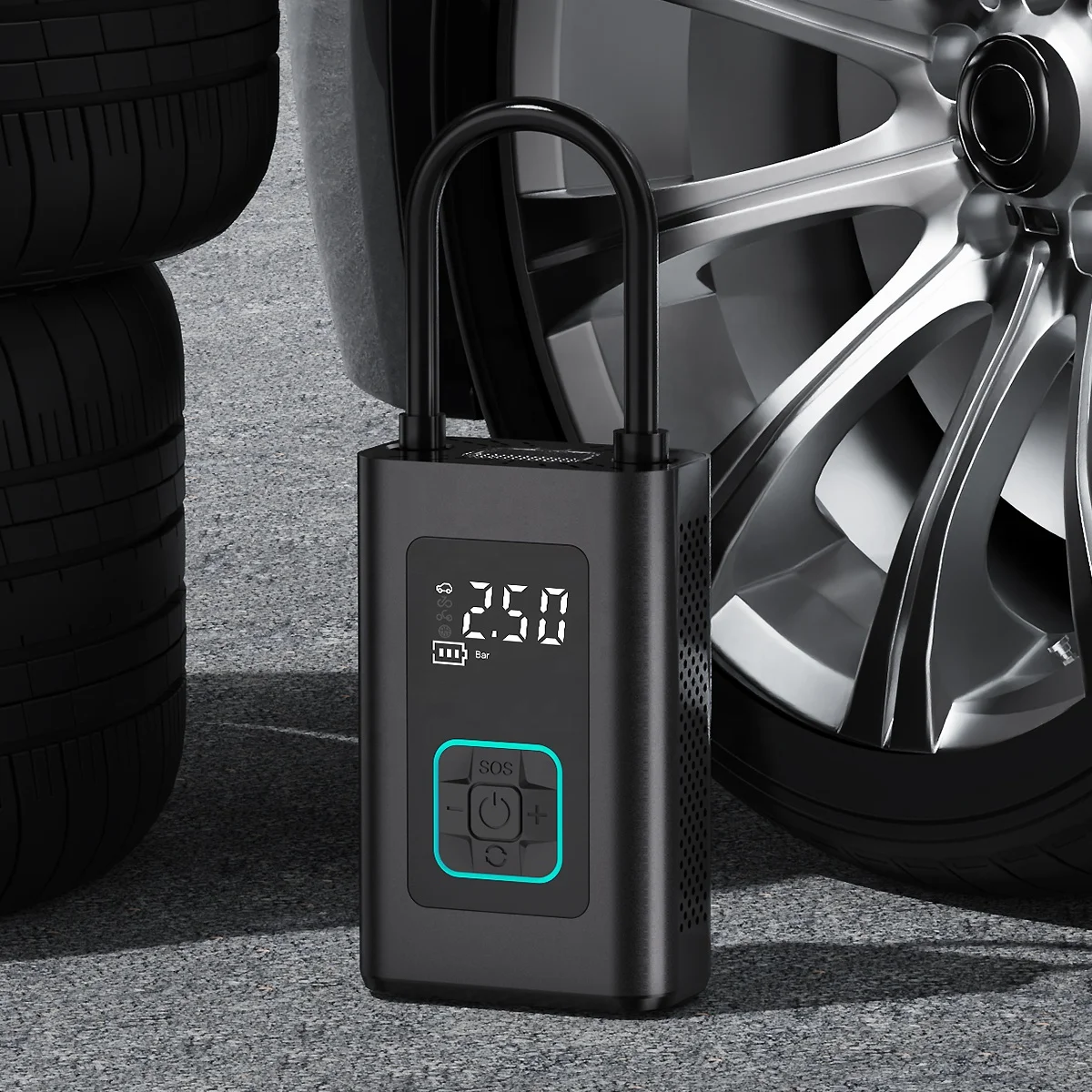 Mini wireless handheld car pump rechargeable car tire air compressor 12v electric portable pump