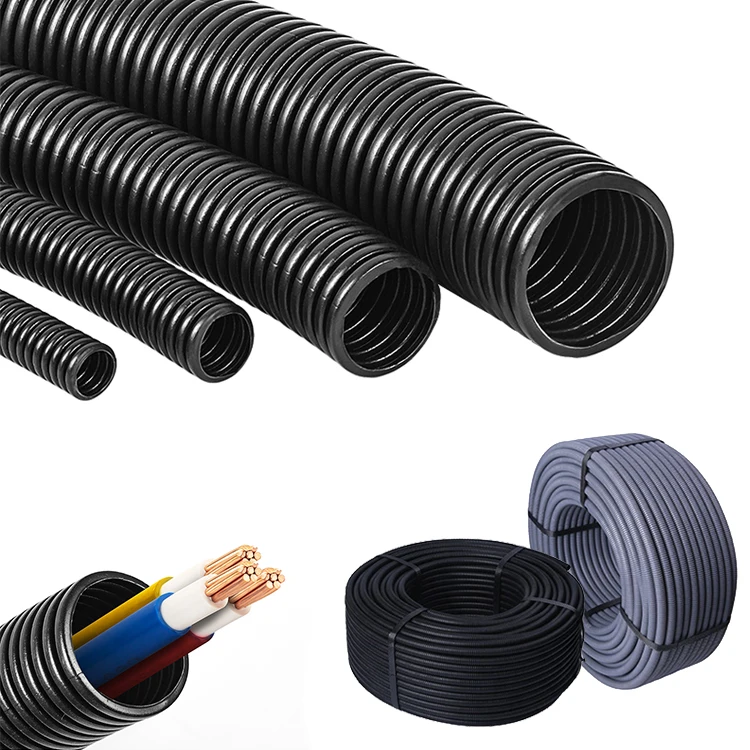 PE Size 10 flexible corrugated pipe corrugated plastic electrical conduit pipes for protecting cables,insulation and waterproof