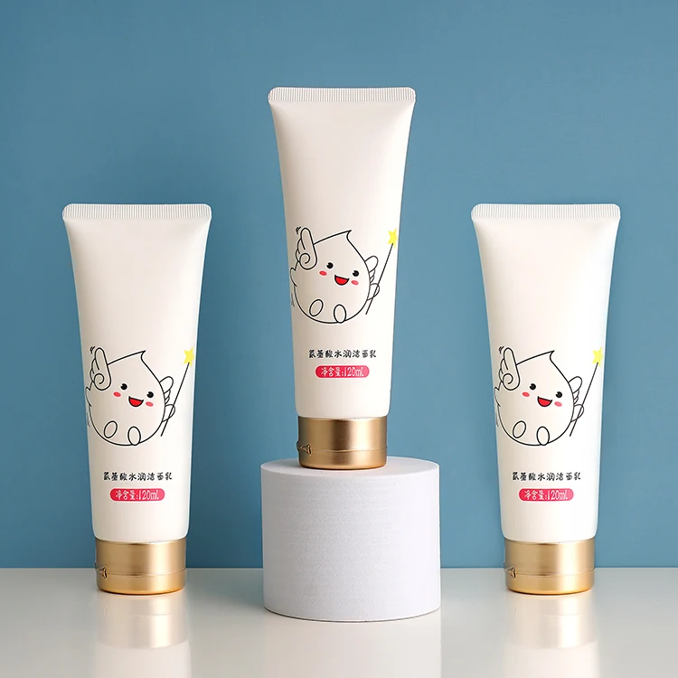 120ml Customized Printing Cosmetic Plastic Packaging Skincare Cream Container Hand Cream Packaging With Flip Top Cover