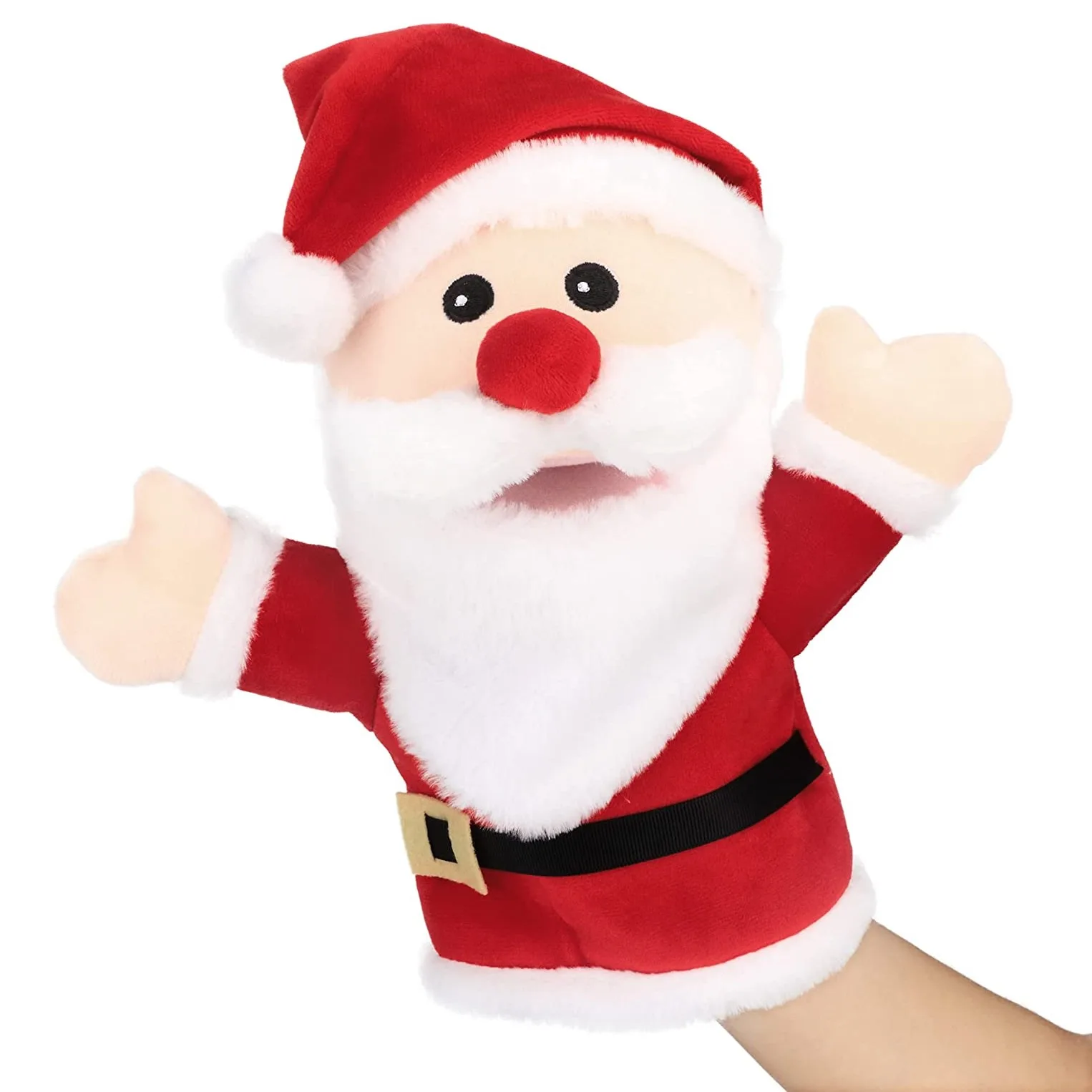 children read story puppet doll actor Santa Claus hand puppet with open movable mouth for Imaginative Play Christmas doll