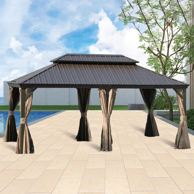 High Quality Aluminum Pergola Gazebo with Sunshade Canopy Modern Pavilion Arch Design for Balcony Parties
