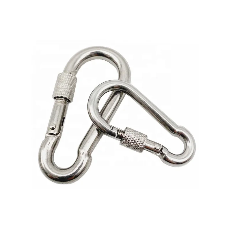 6mm Stainless Steel 304 Snap Spring Hooks Carabiner With Screw Lock