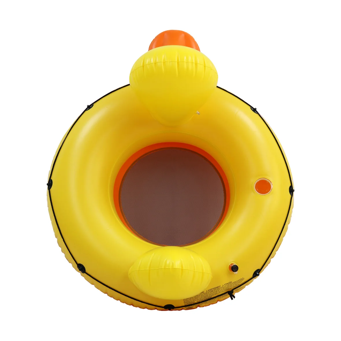 hottest inflatable toys 2022 Factory PVC Customization Inflatable yellow duck river circle Ring Pool Float tube With bottom net