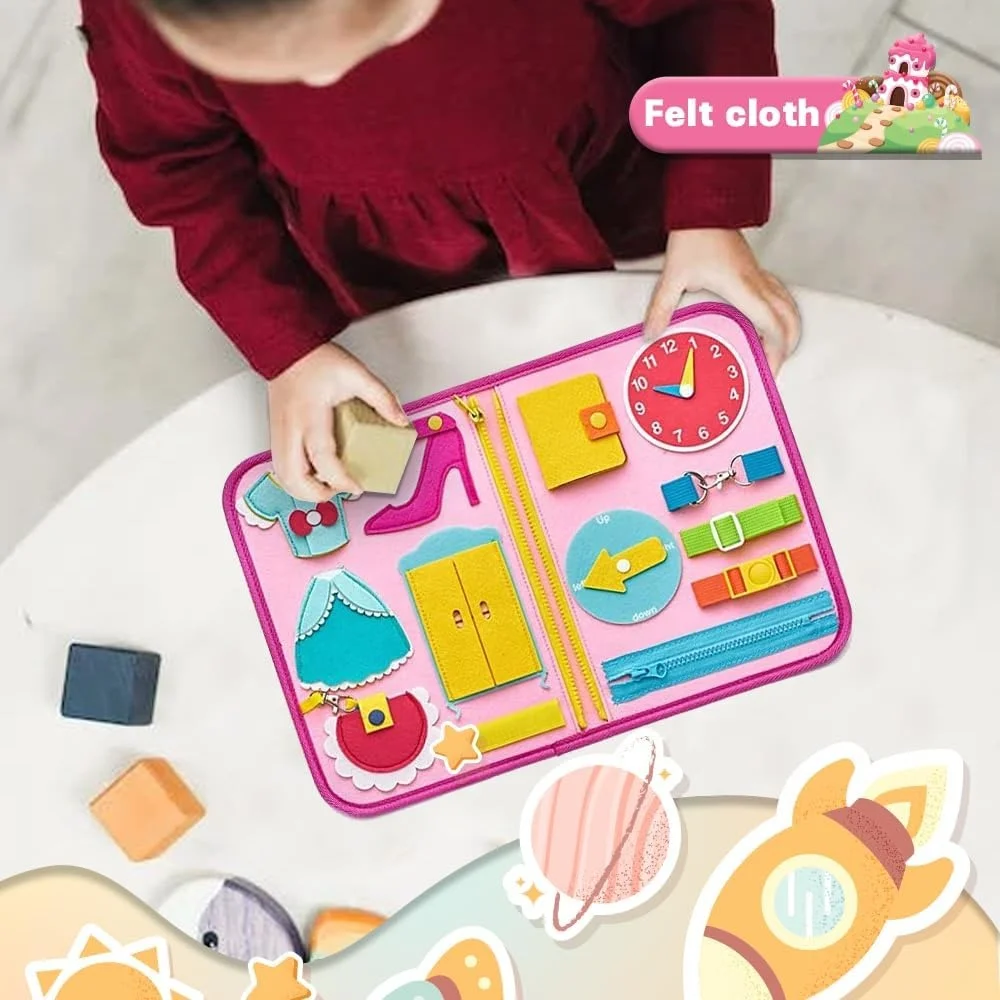 Sensory activity busy board toy baby practical enlightenment learning puzzle busy book toddlers Montessori toy felt busy board