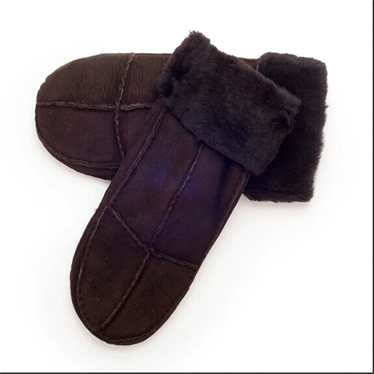 Winter Gloves Women Sheepskin Cashmere Fur Warm Gloves Ladies Full Finger Fashion Genuine Leather Mitten Five Finger Gloves