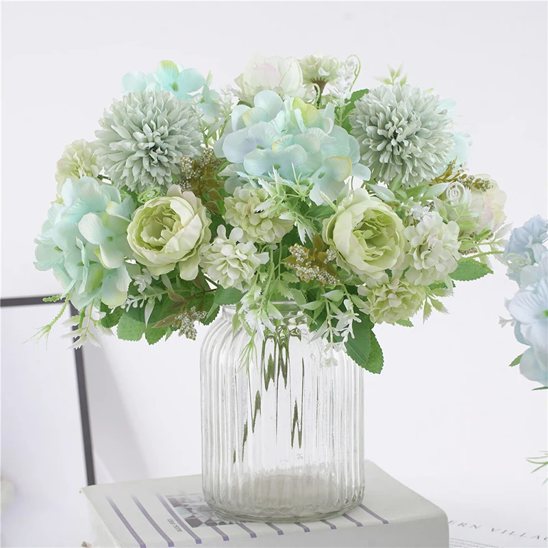 Peony Artificial Flowers For Home Decor 9 Heads Hydrangea Wedding Decorative Fake Flower High Quality Cheap