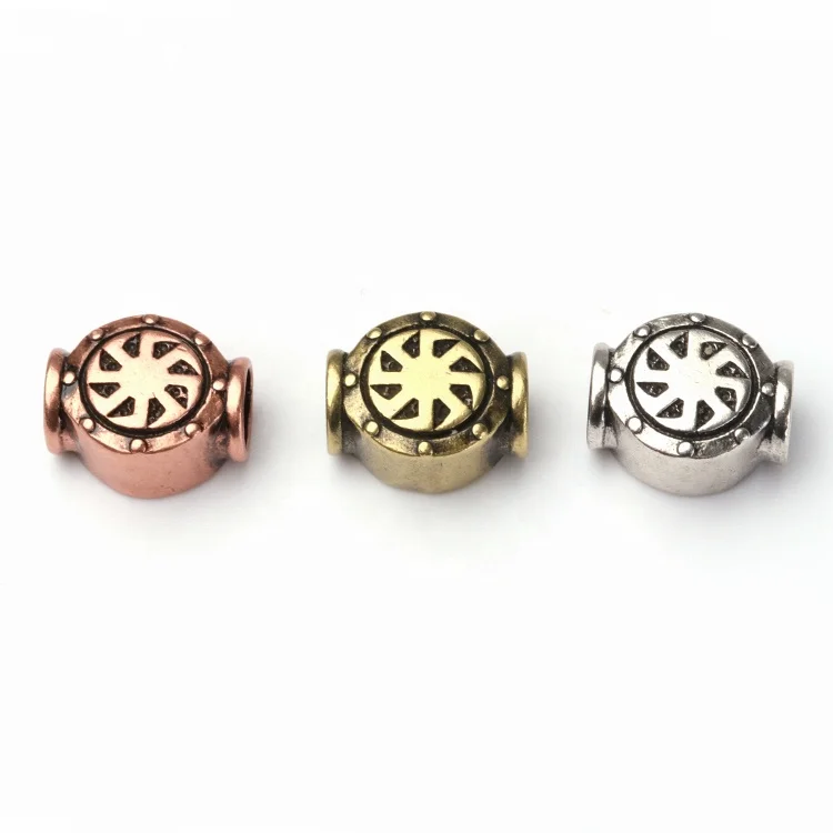 Supply Antiqued Silver Large hole The wheel Spacer Beads for men bracelet jewelry making