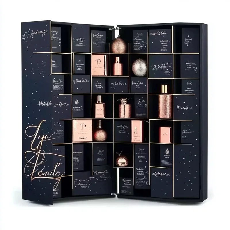 Luxury 2-Door Advent Calendar High Quality Cardboard Drawer with Stamping Print Handling