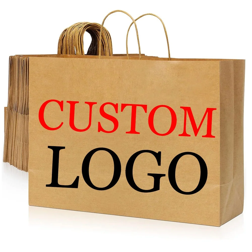 Bulk Plain Diy Bio-Degradable Shopping Bags Nature Friendly Large Recycled Retail Grocery Eco Paper Bag Medium With Handles