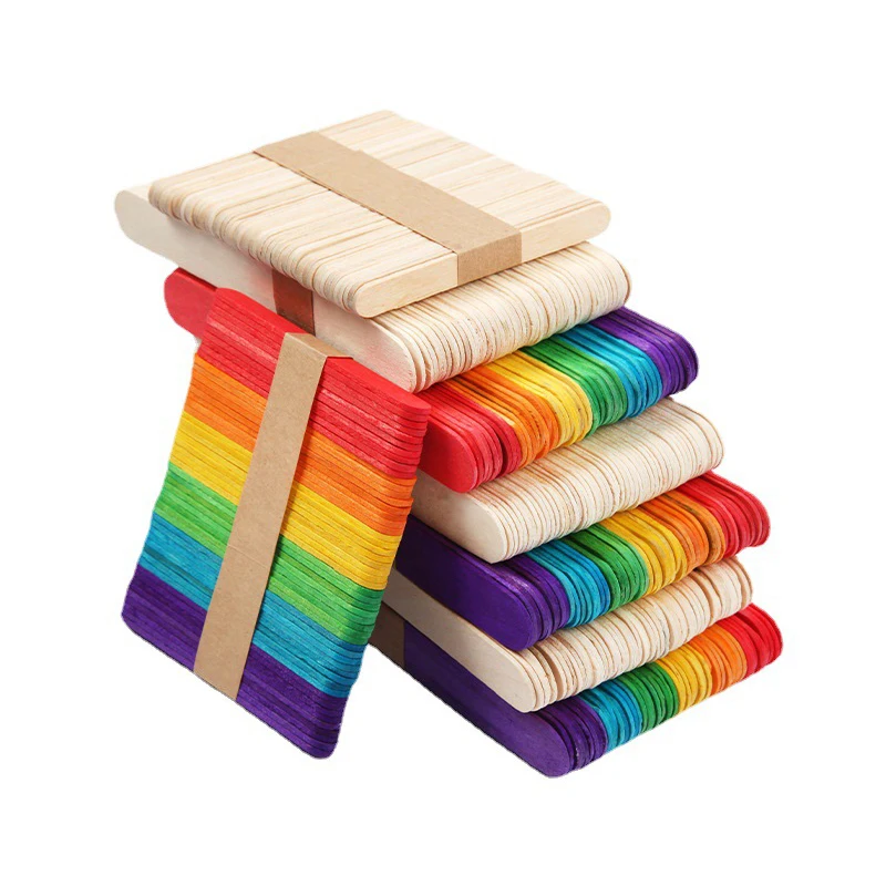 Disposable 114*10*2Mm Biodegradable Creativity Colorful Long Wood Popsicle Sticks For Diy Arts And Crafts
