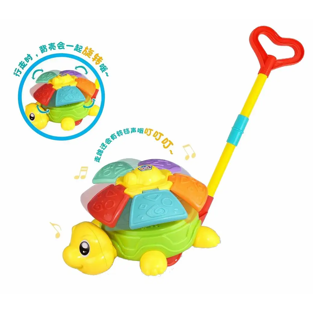Empujar juguetes para nino hot sell pretend play plastic toys for kids push n go pull string cute cartoon animal with gear game